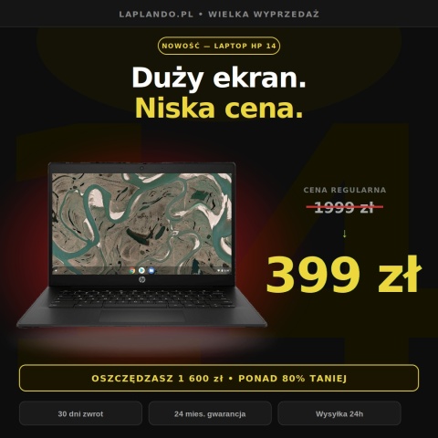 LAPTOP HP 14 - DUŻY EKRAN, NISKA CENA.